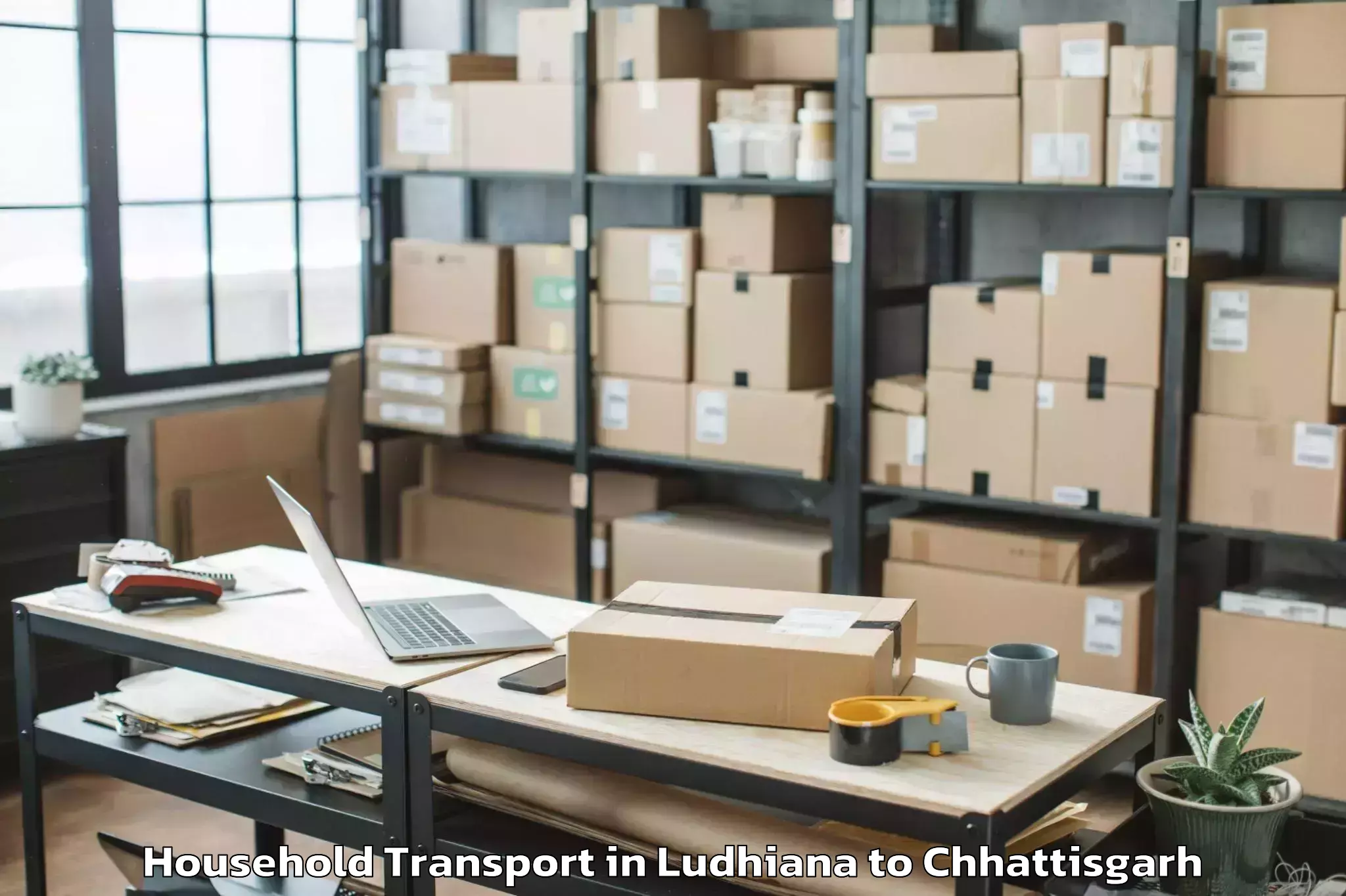 Professional Ludhiana to Jagdalpur Airport Jgb Household Transport